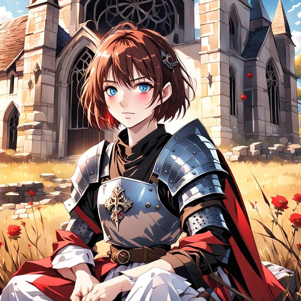 Anime Girl in Armor with Sword and Yo-Yo