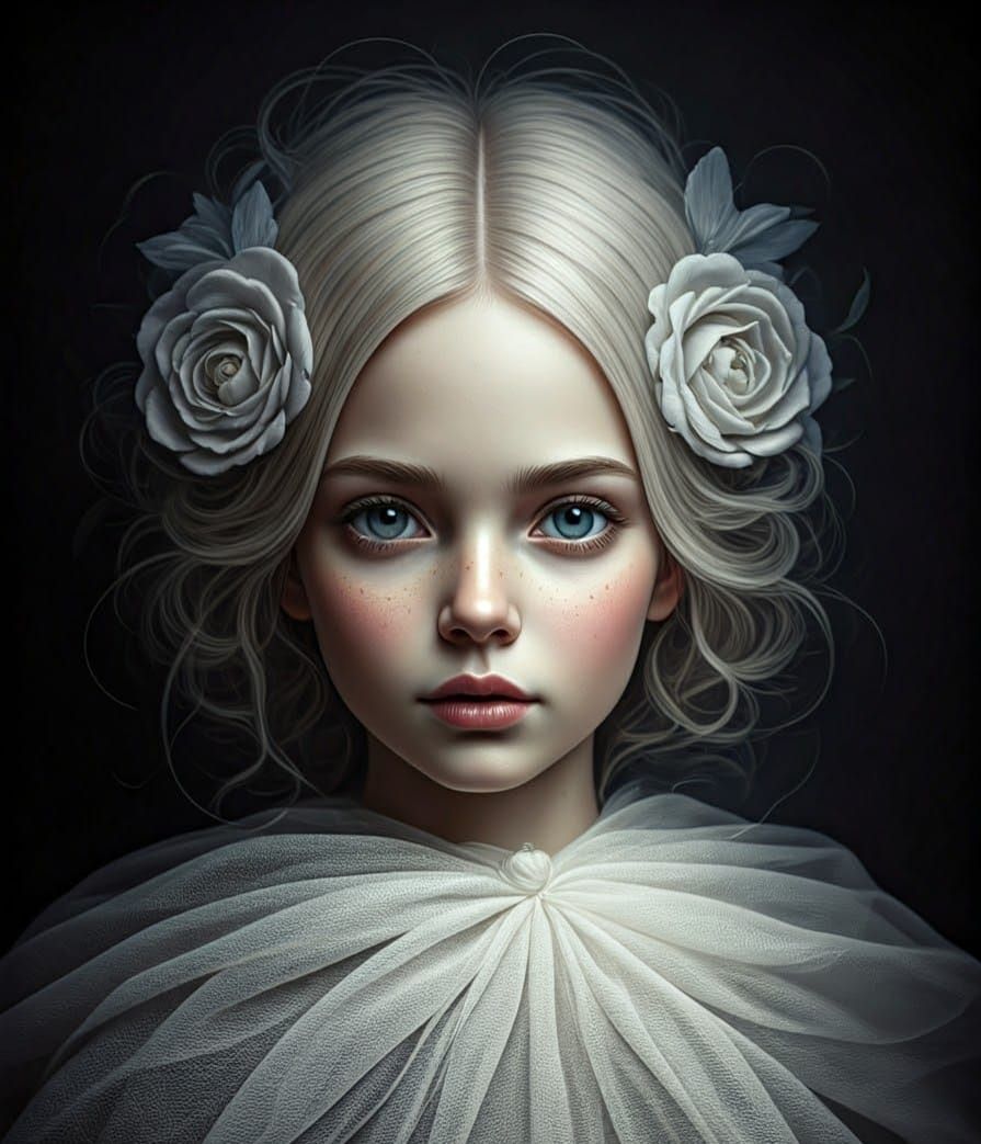 Dreamy Iris Folding Portrait in Art Nouveau Style