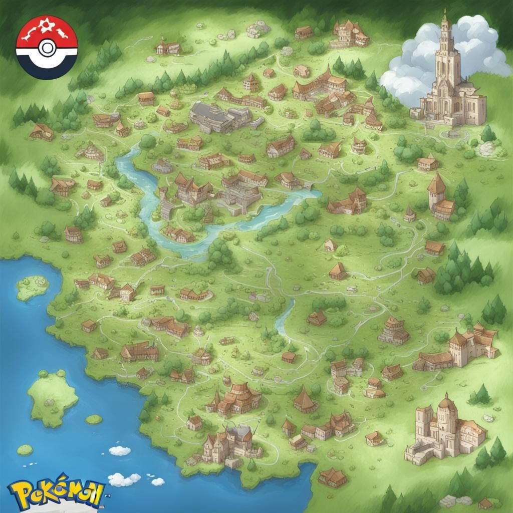 Austria Pokemon Map in Anime Style