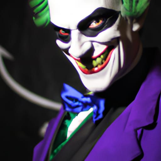 Menacing Joker Portrait in Dark, Theatrical Style