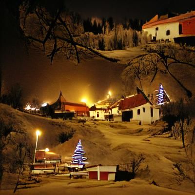 Skara by Night: Winter Christmas Scene