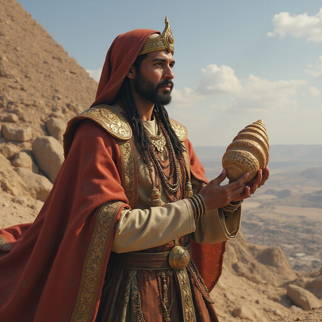 Babylonian Priest Shell Portrait with Dynamic Lighting