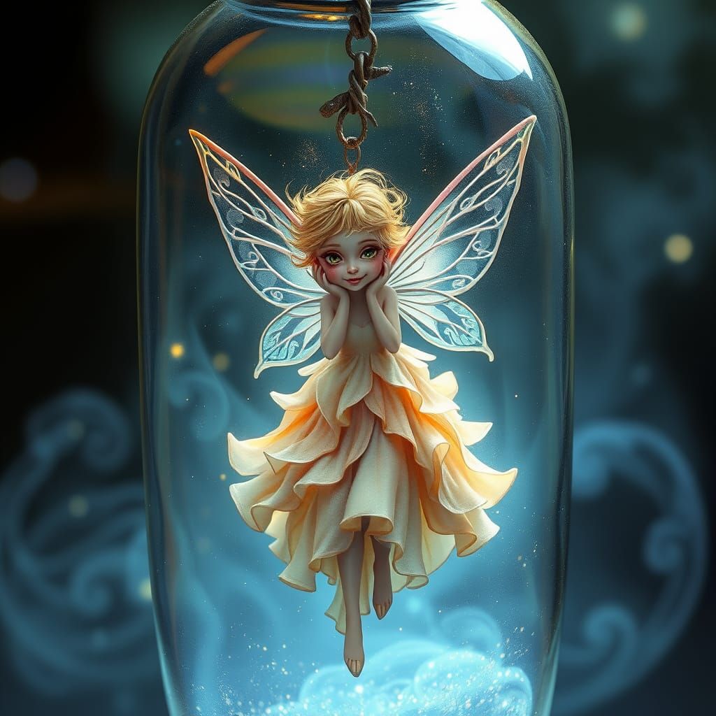 Ethereal Fairy in Mystical Glass Bottle