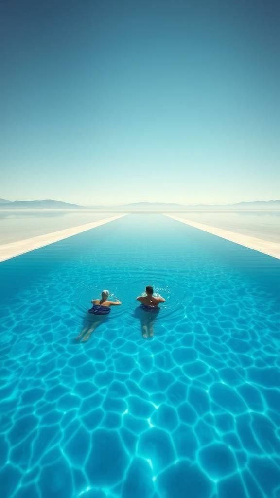Surreal Endless Pool in Desert Landscape