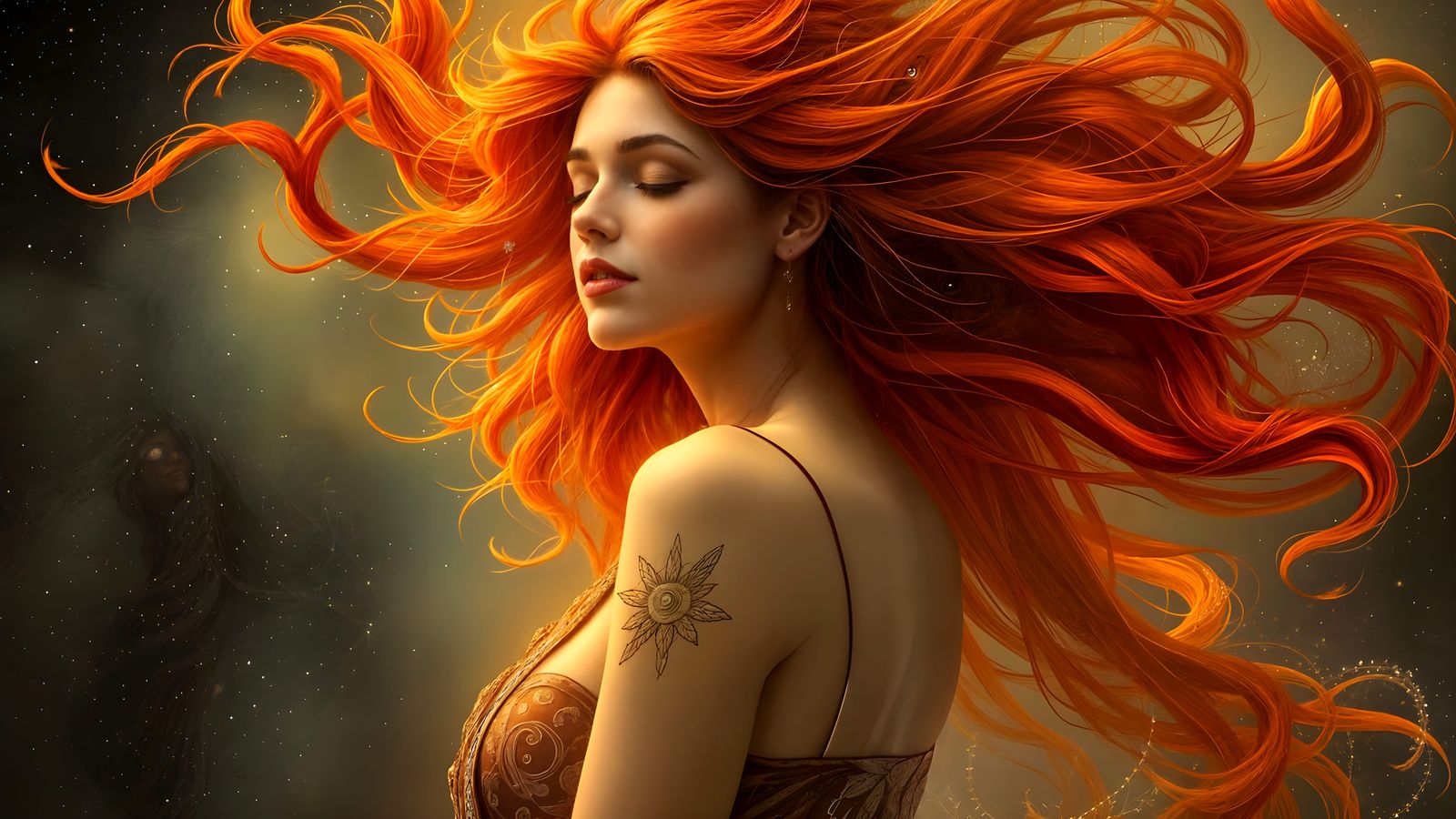 Ethereal Surrealist Goddess Embracing Moebius Art