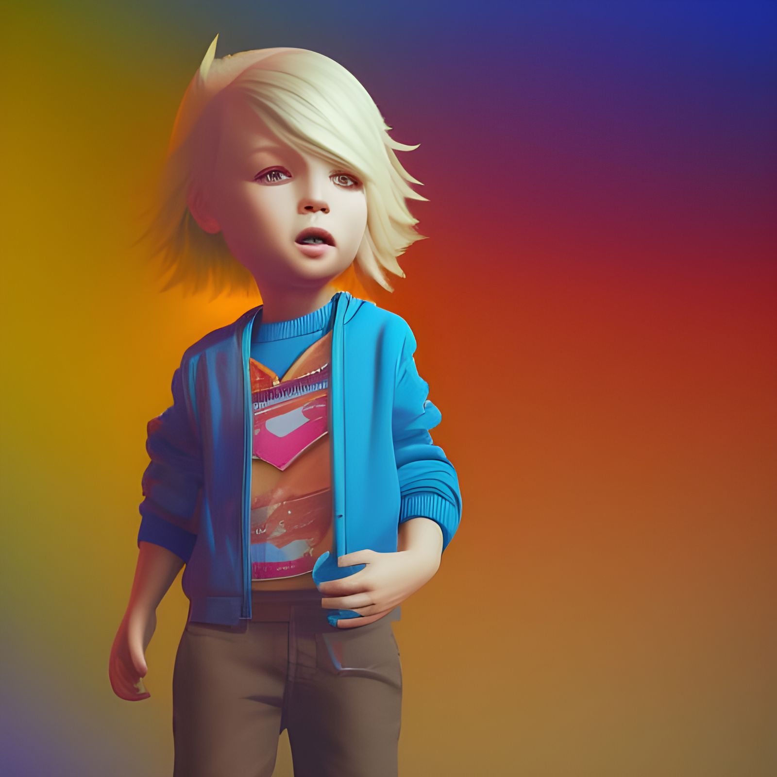 Blonde Girl Portrait: Big Head, Small Body