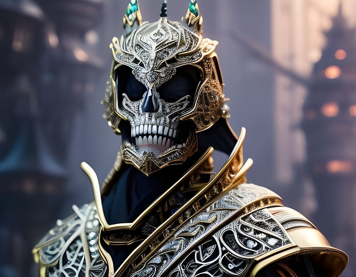 Majestic Skeleton King Portrait in Filigree Armor