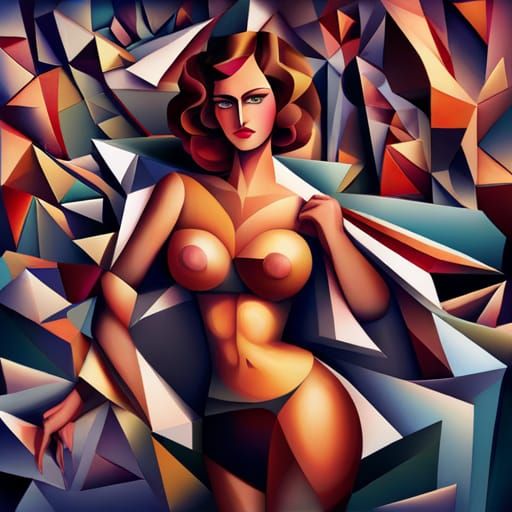 Goddess of Torcher in Cubist Art Deco Style
