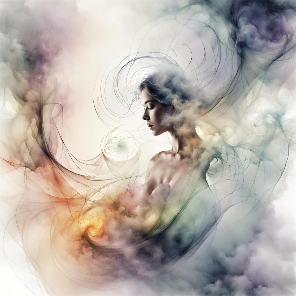 Ethereal Fractal Portrait in Watercolor