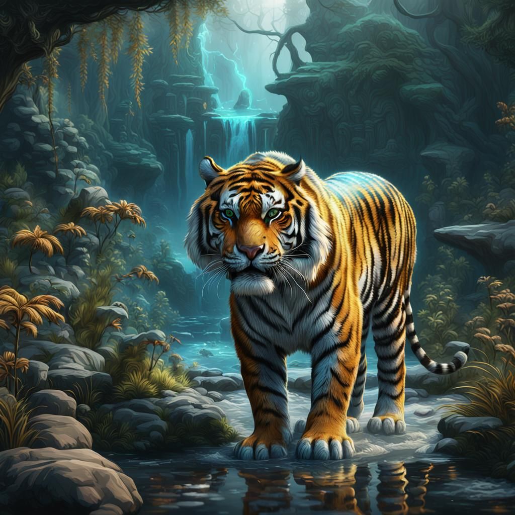 Fantastical Tiger in Detailed Matte Painting
