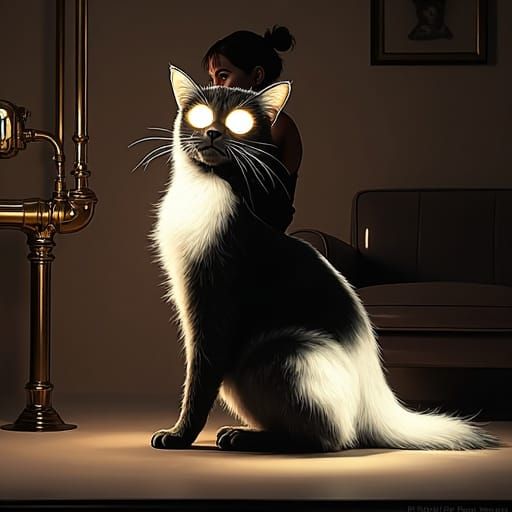 "I love my kitty cat
Oh, I do", Neon, Black and White, Sepia...