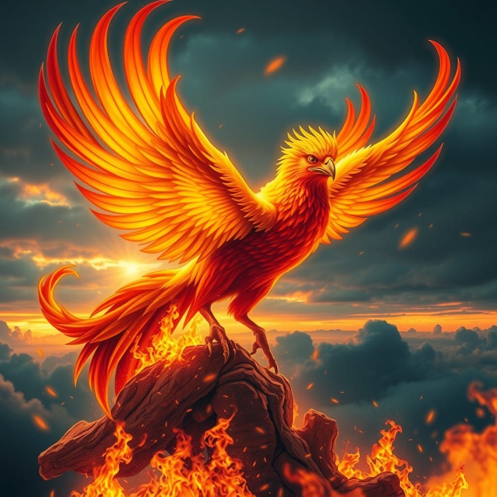Phoenix Rises from the Flames in a Symbol of Hope and Resili...
