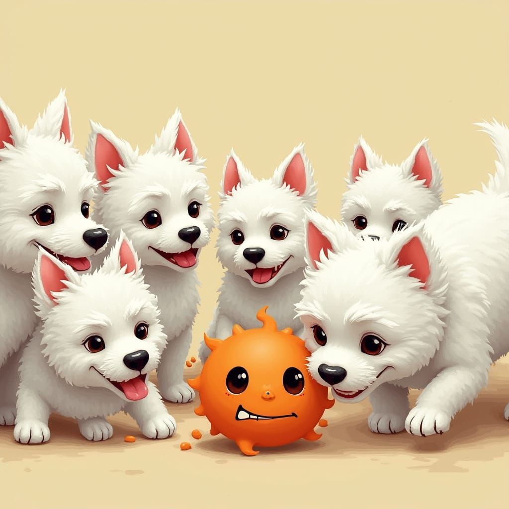 Ferocious Maltese Dogs Hunt Squeaky Toy in Playful Scene