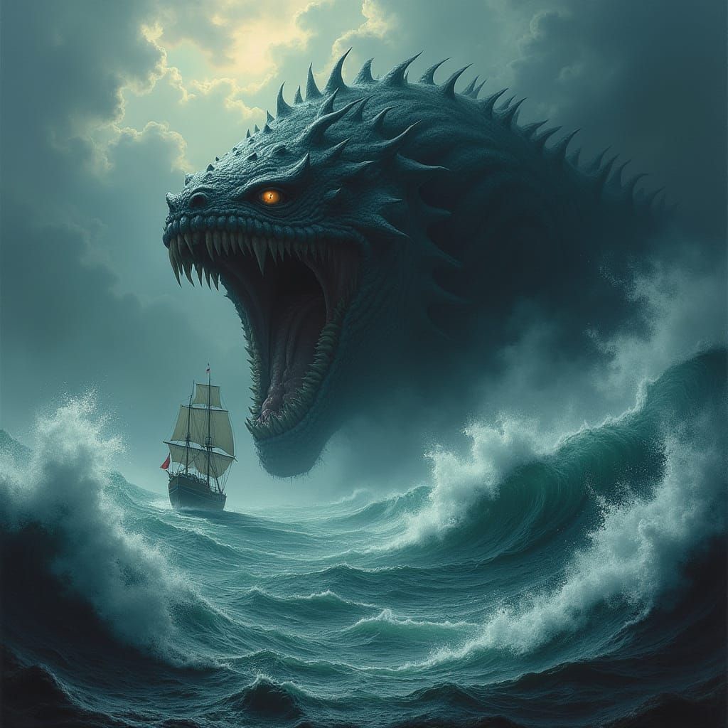 Colossal Sea Monster Emerges from the Deep