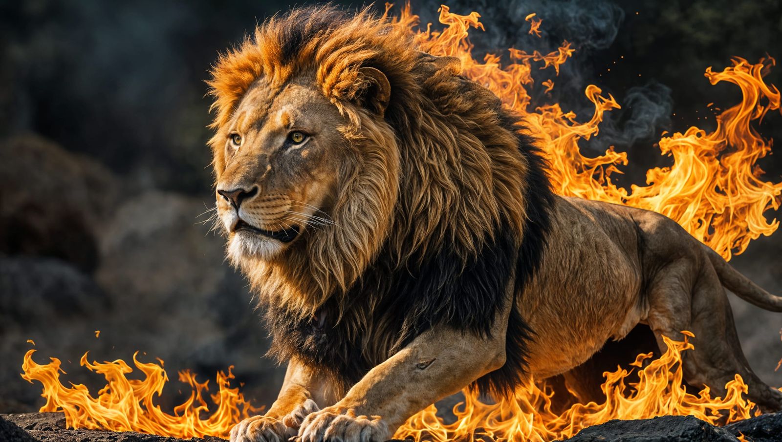 Lion Ablaze: A Fiery Portrait