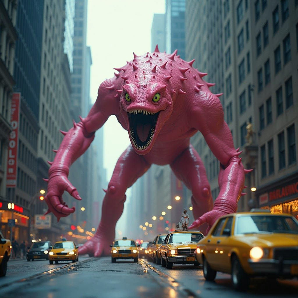 Godzilla-Inspired Pink Flamingo Monster Terrorizes NYC in Ci...