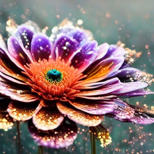 Cosmic Flower of Nebulae and Stardust in Painterly Surrealis...