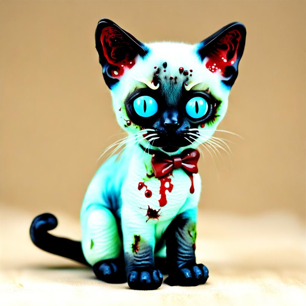 Zombie Siamese Kitten: AI Generated Image
