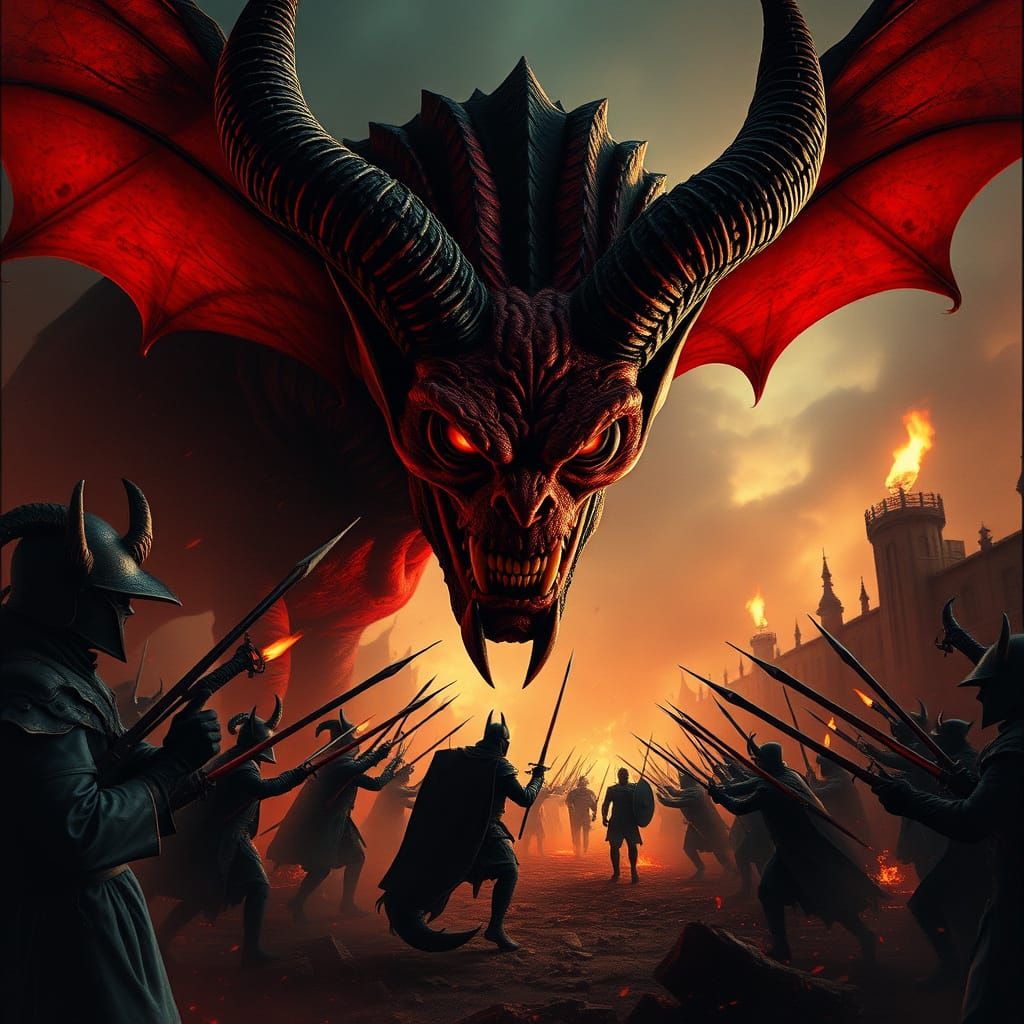 Half-Demon's Apocalyptic Battle in Dark Fantasy Style