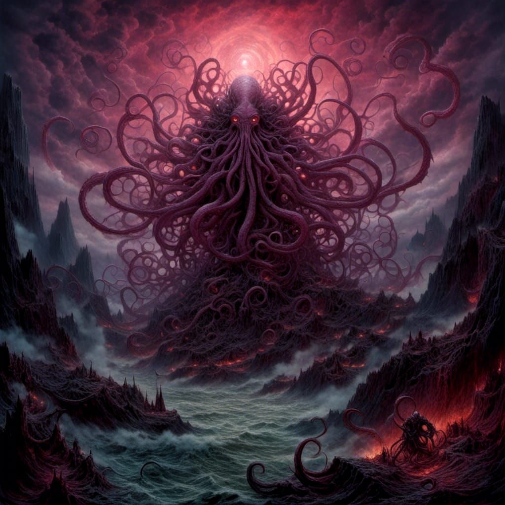 Demonic Lovecraftian Monstrosity Rises from Volcano