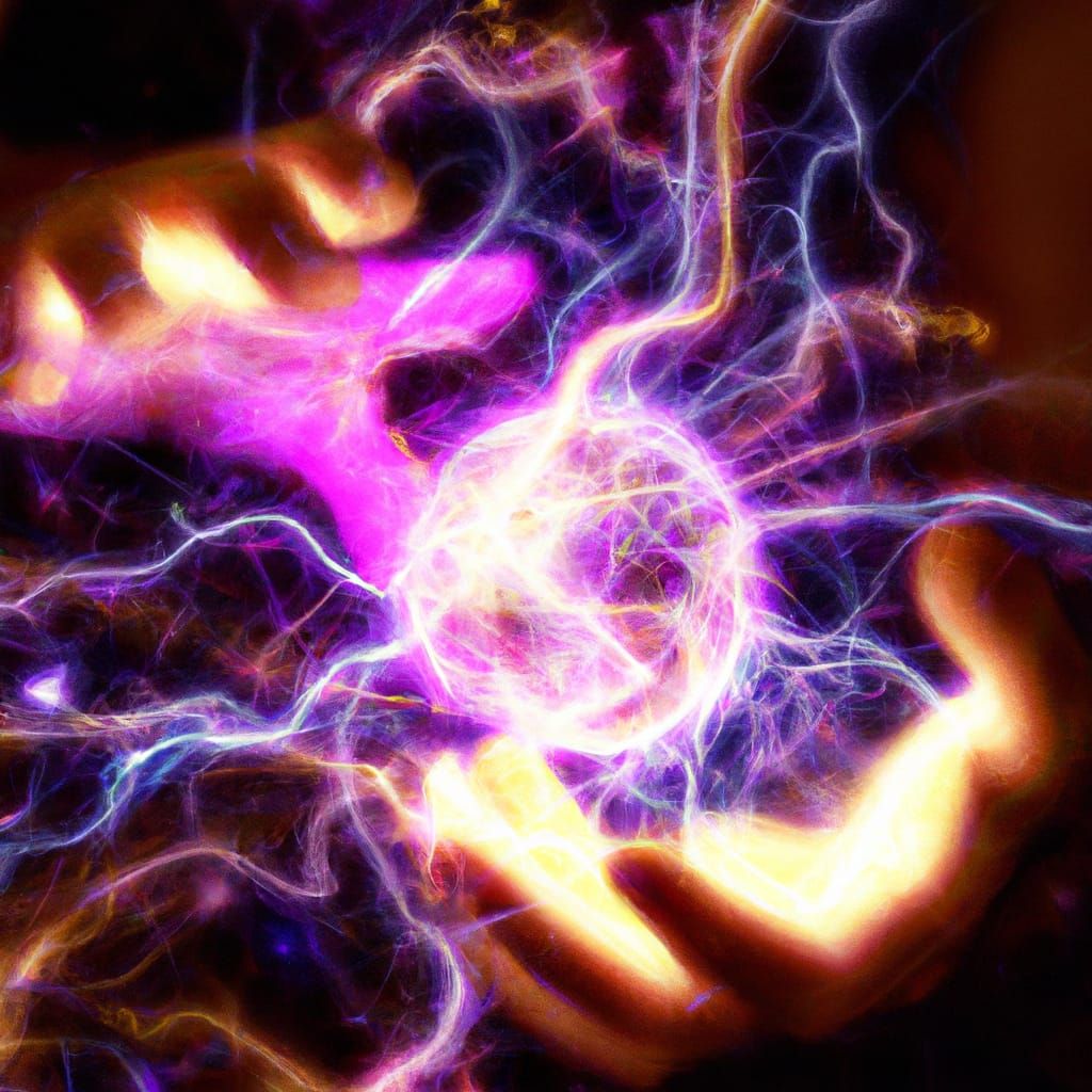 Hand Clasping Swirling Energy: Controlled Chaos