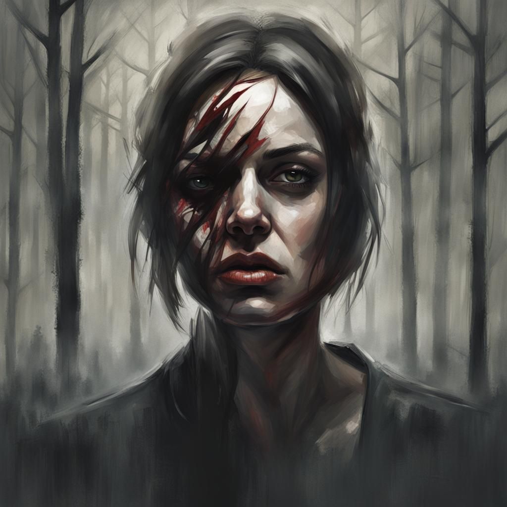 Woman's Dark Struggle with Emotional Burden