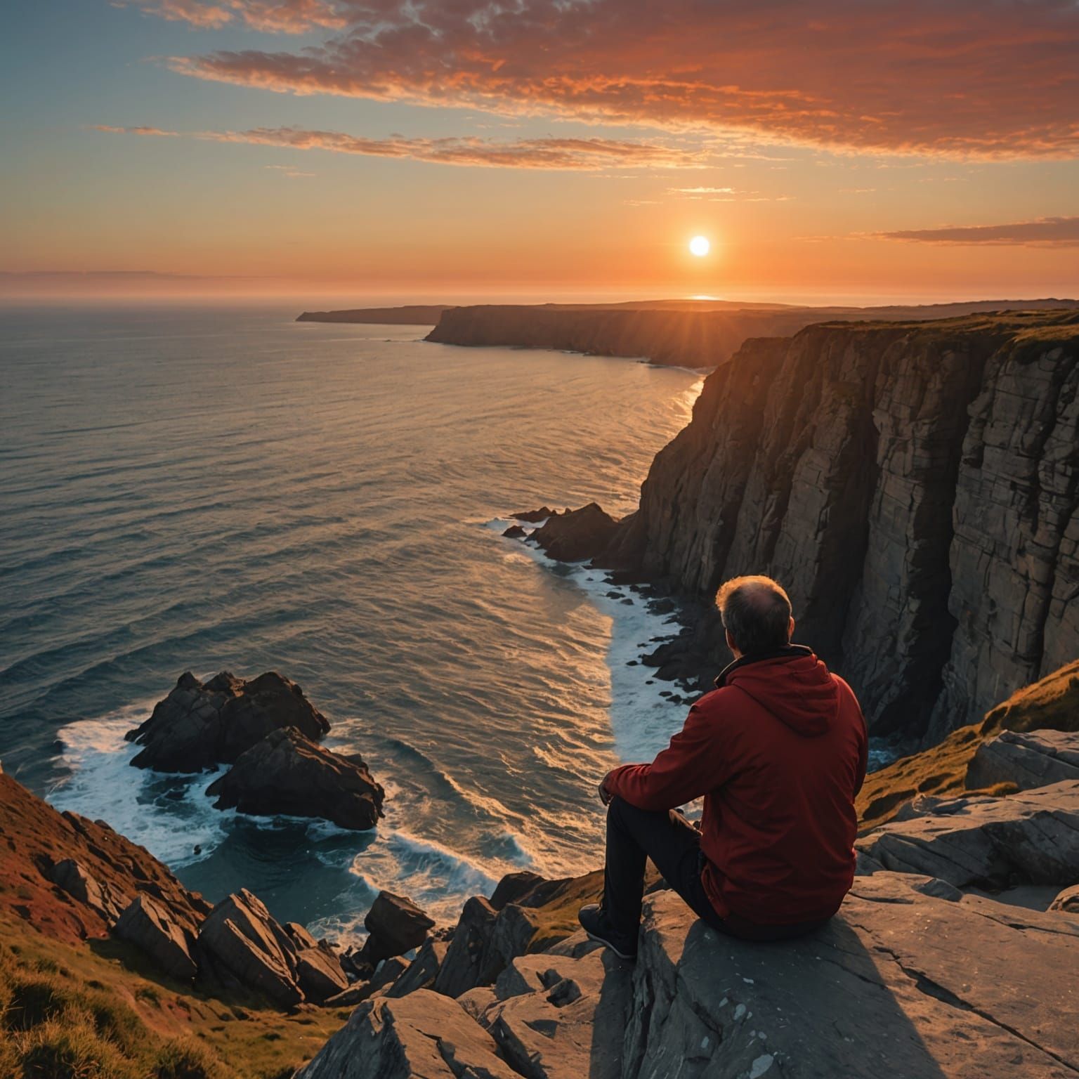 Cliffside Sunset: Fantastical Matte Painting in 8K