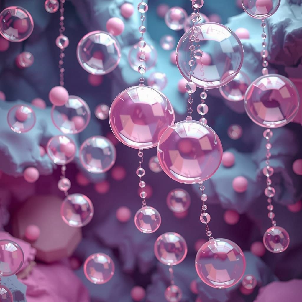 Whimsical Pastel Wonderland with Playful Girl and Glittering...