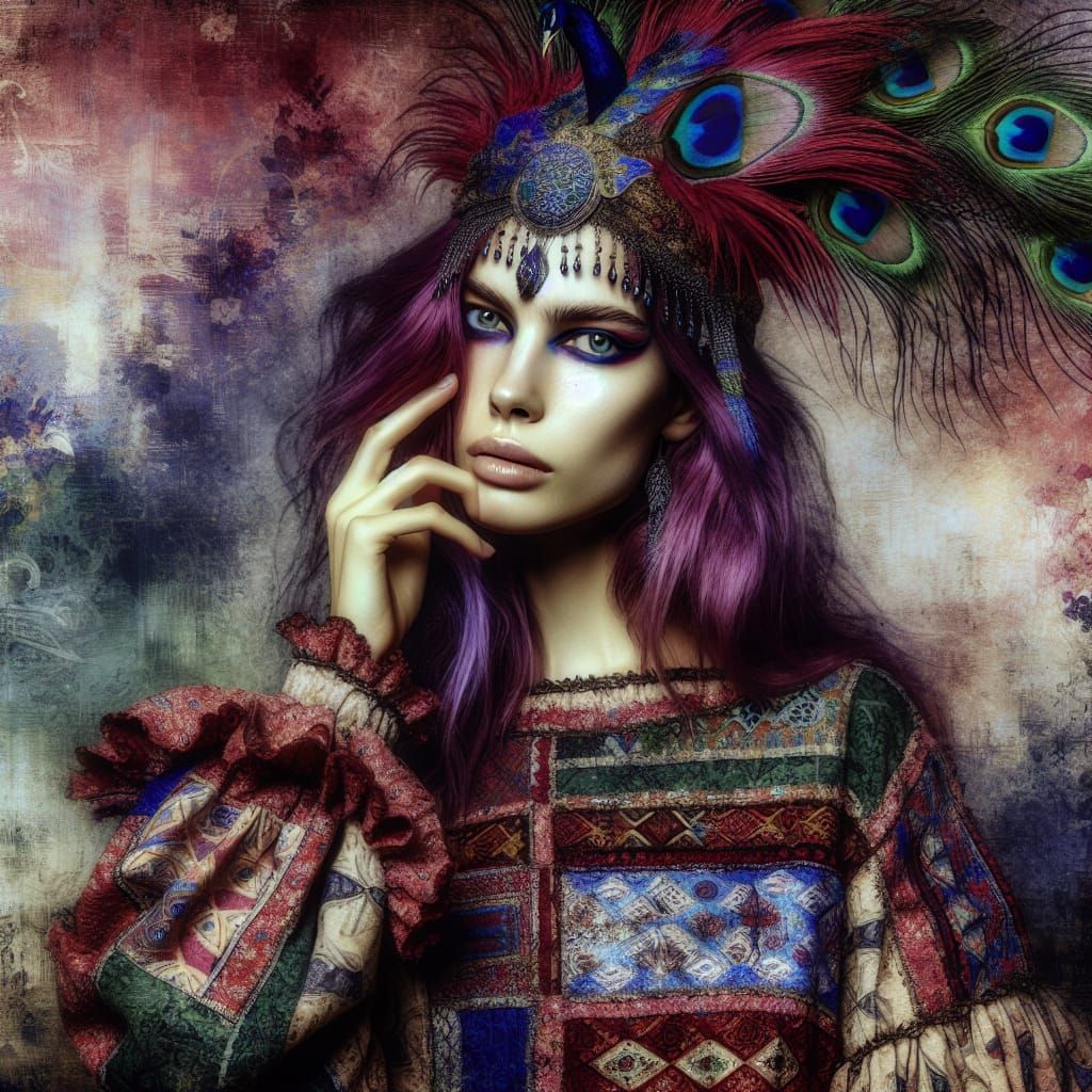 Mystical Woman in Bohemian Splendor