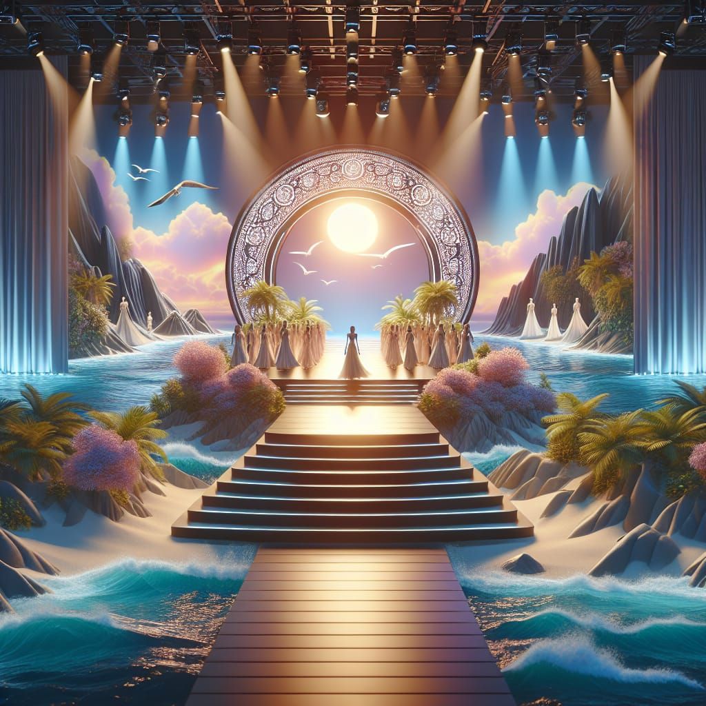 Maldives Fashion Show in 3D Digital Art Style