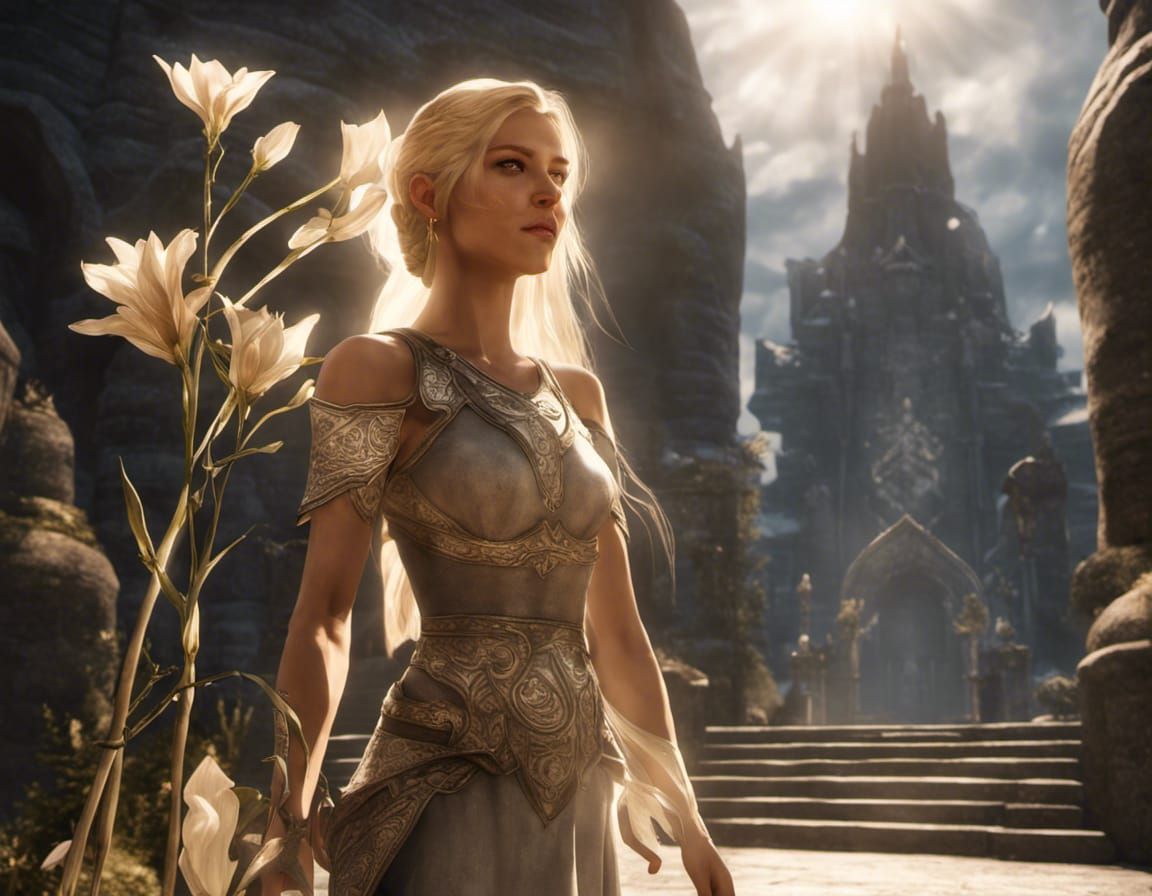 Goddess Outside Temple with Sunray