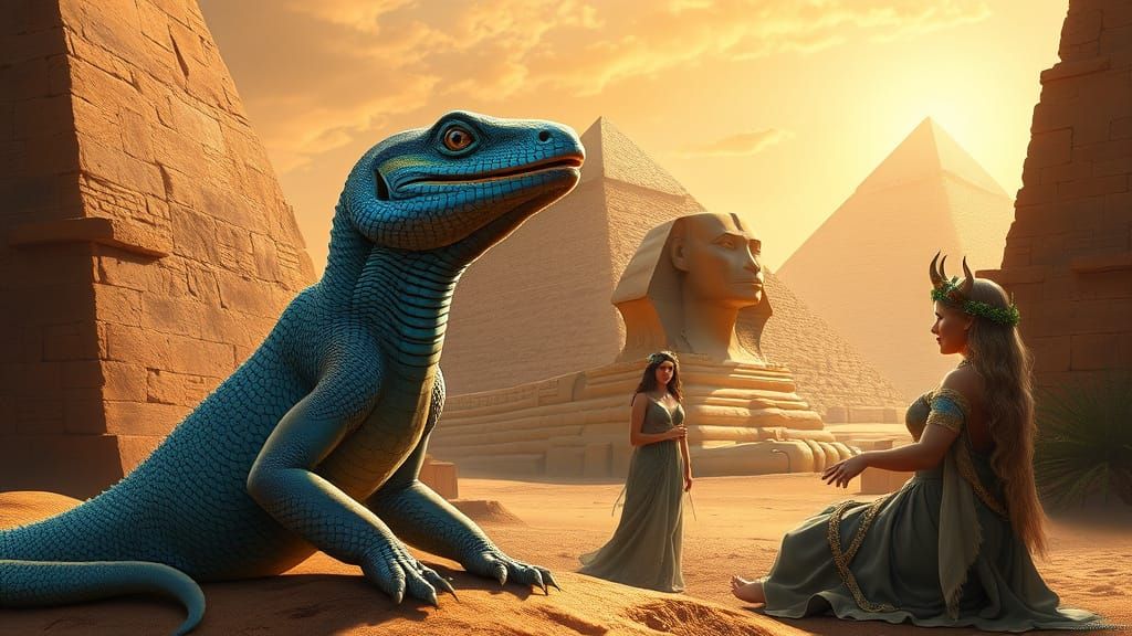 Majestic Blue-Tongued Skink Reigns Between Giza Pyramids in ...