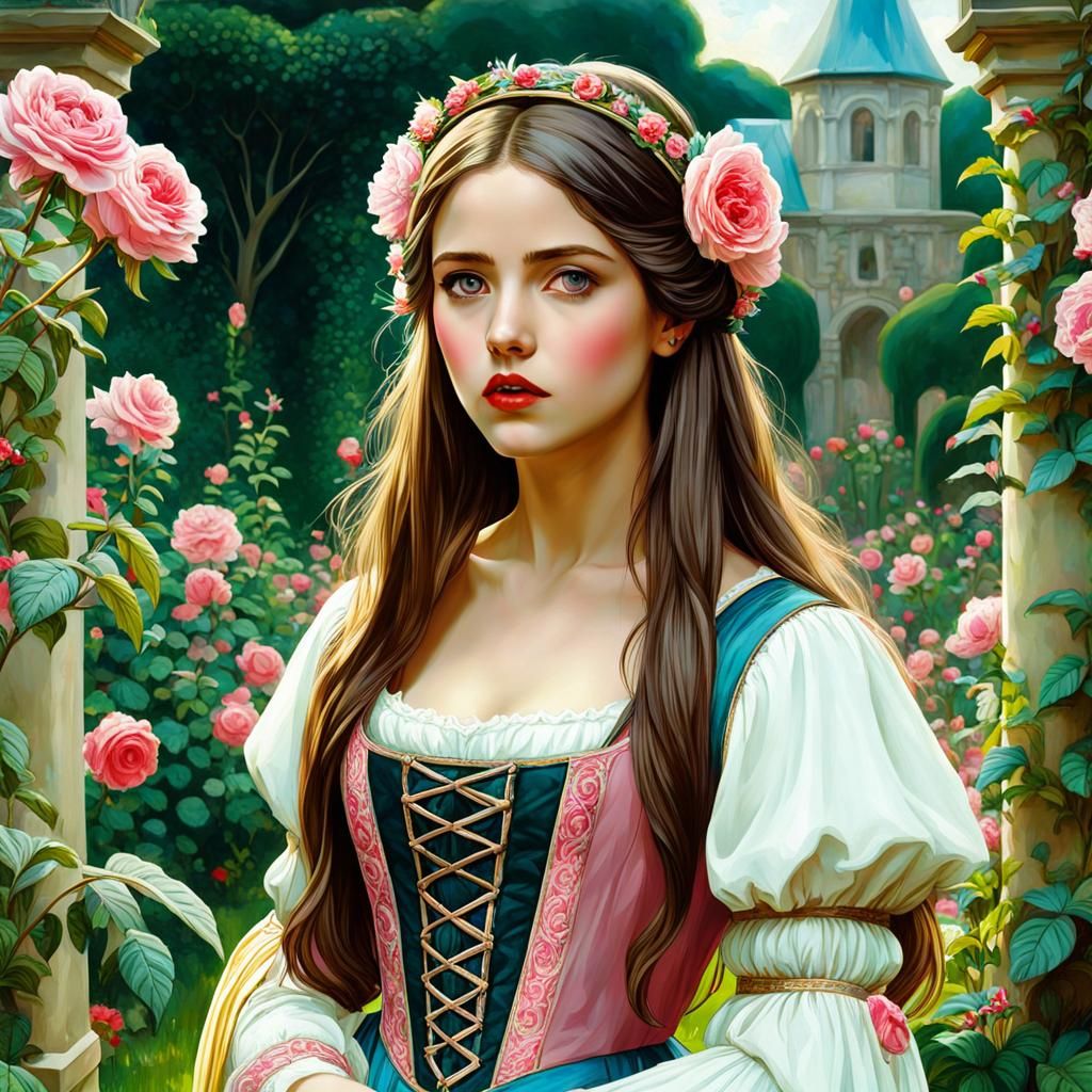 Astonished Maiden in Rose Garden, Anime Style