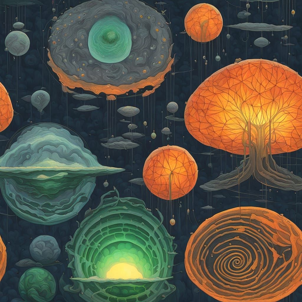 Bioluminescent Cell: Psychedelic Alex Grey Art