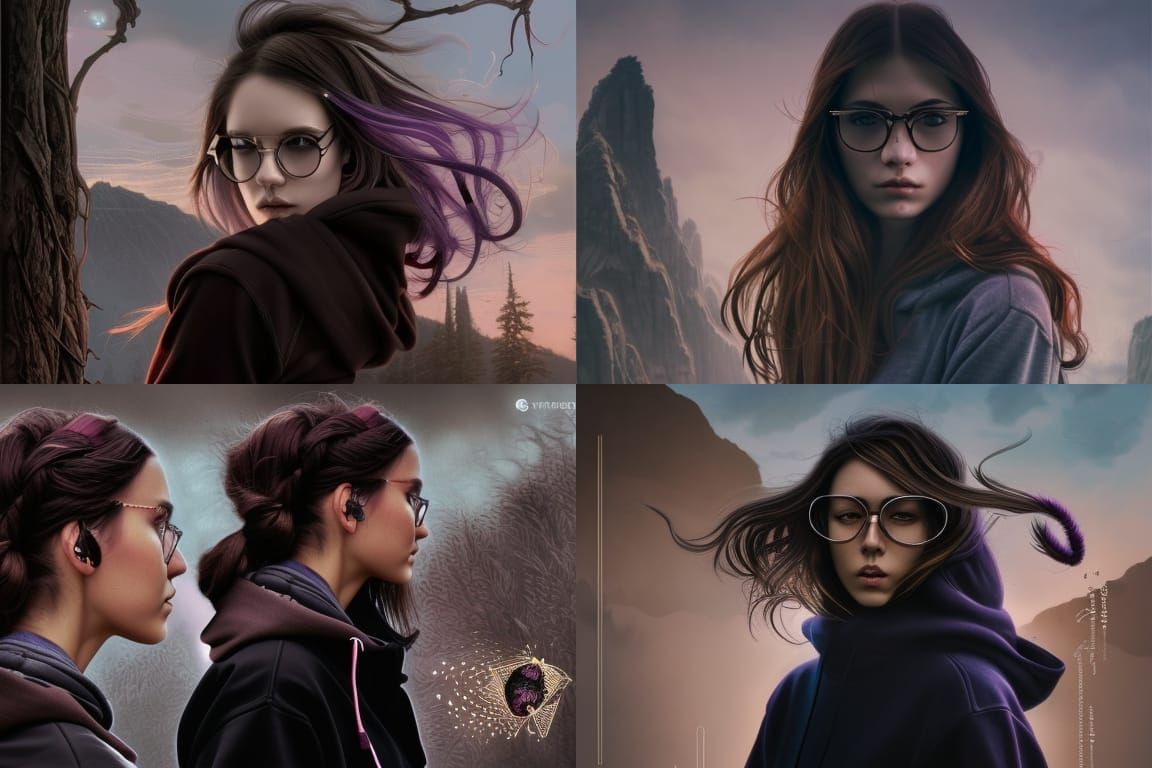 Girl with Purple Glasses in Digital Illustration Style