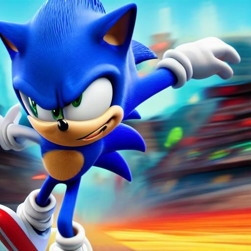 Sonic the Hedgehog: Pixar-Style 3D Digital Art