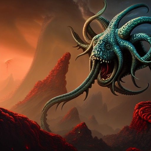 Kraken's Wrath: Detailed Matte Painting in Deep Color