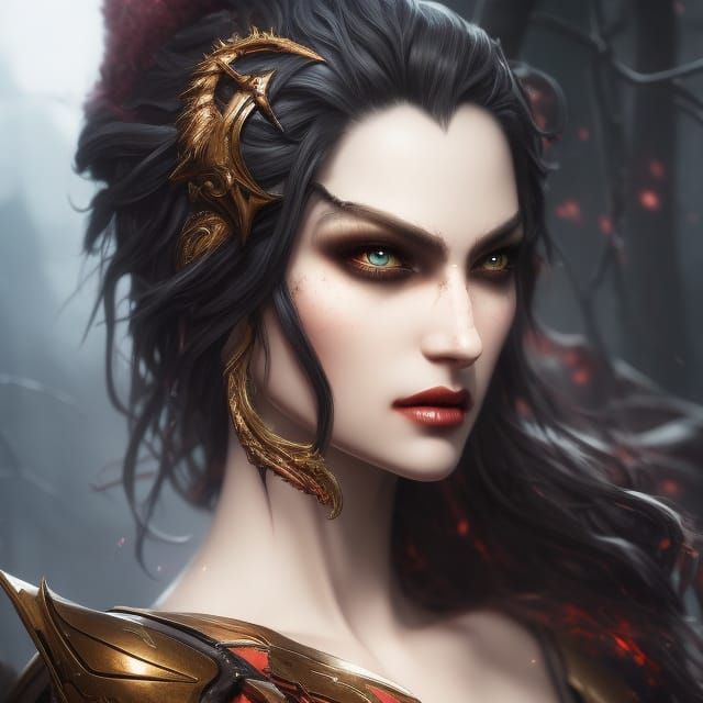 Sinister Vampire Portrait with Filigree Details