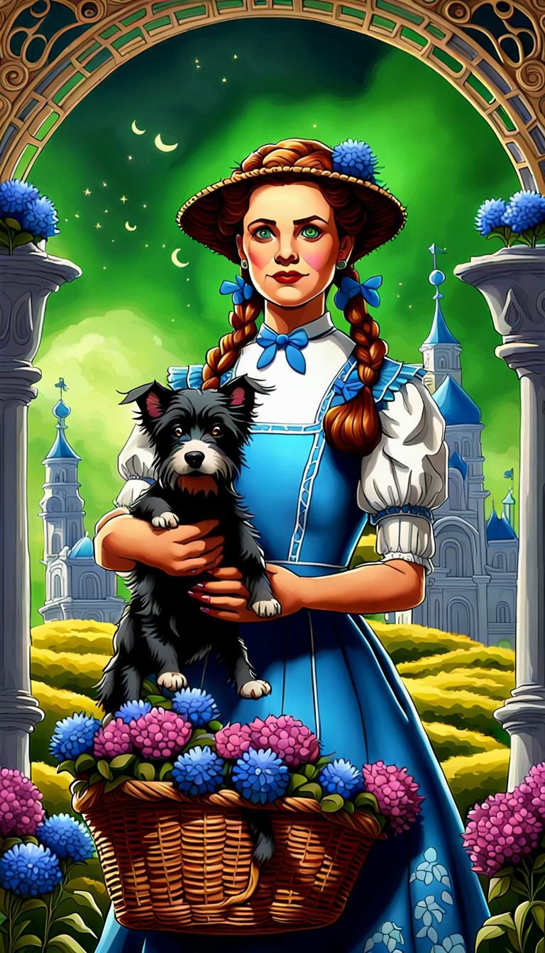 Dorothy as Argentinian Woman with Tornadoes, Folk Art Style