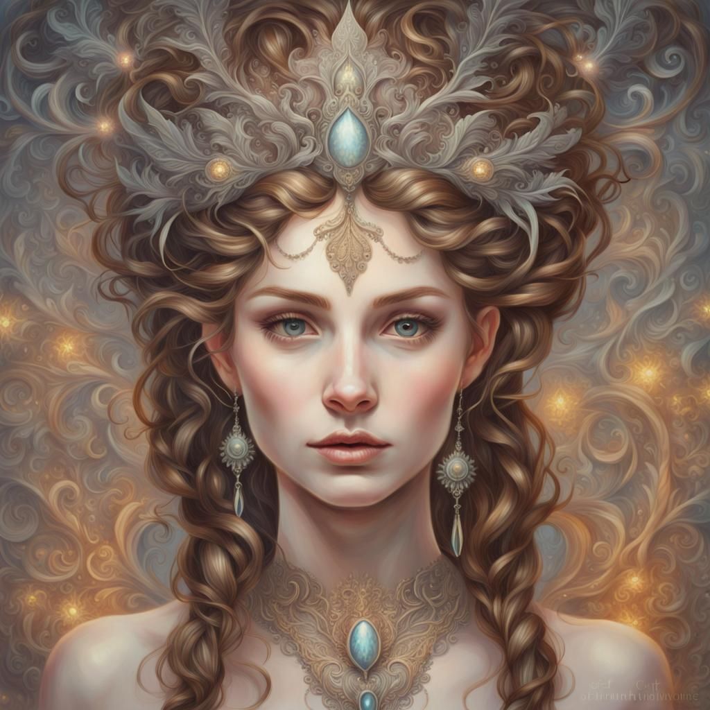 Ethereal Woman with Fairy Ears in Dreamlike Surrealism