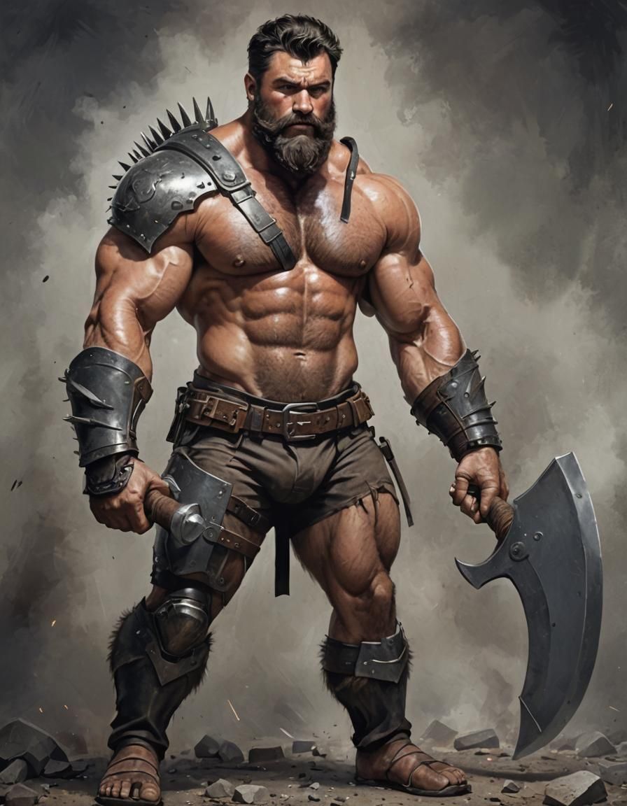 Muscular Bear Warrior Ready for Battle