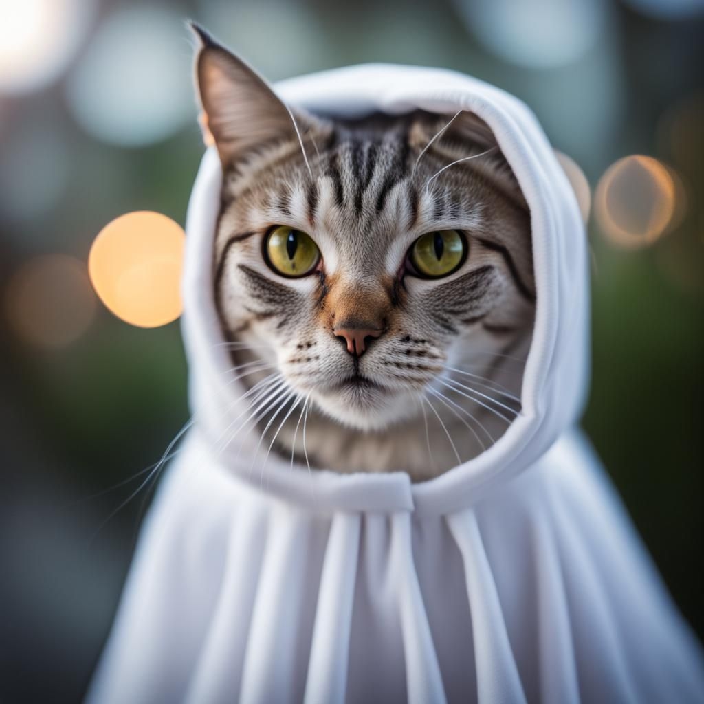 Cat in Ghost Costume: Professional Photography