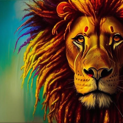 Rasta Lion with Dreadlocks in Vibrant Colors