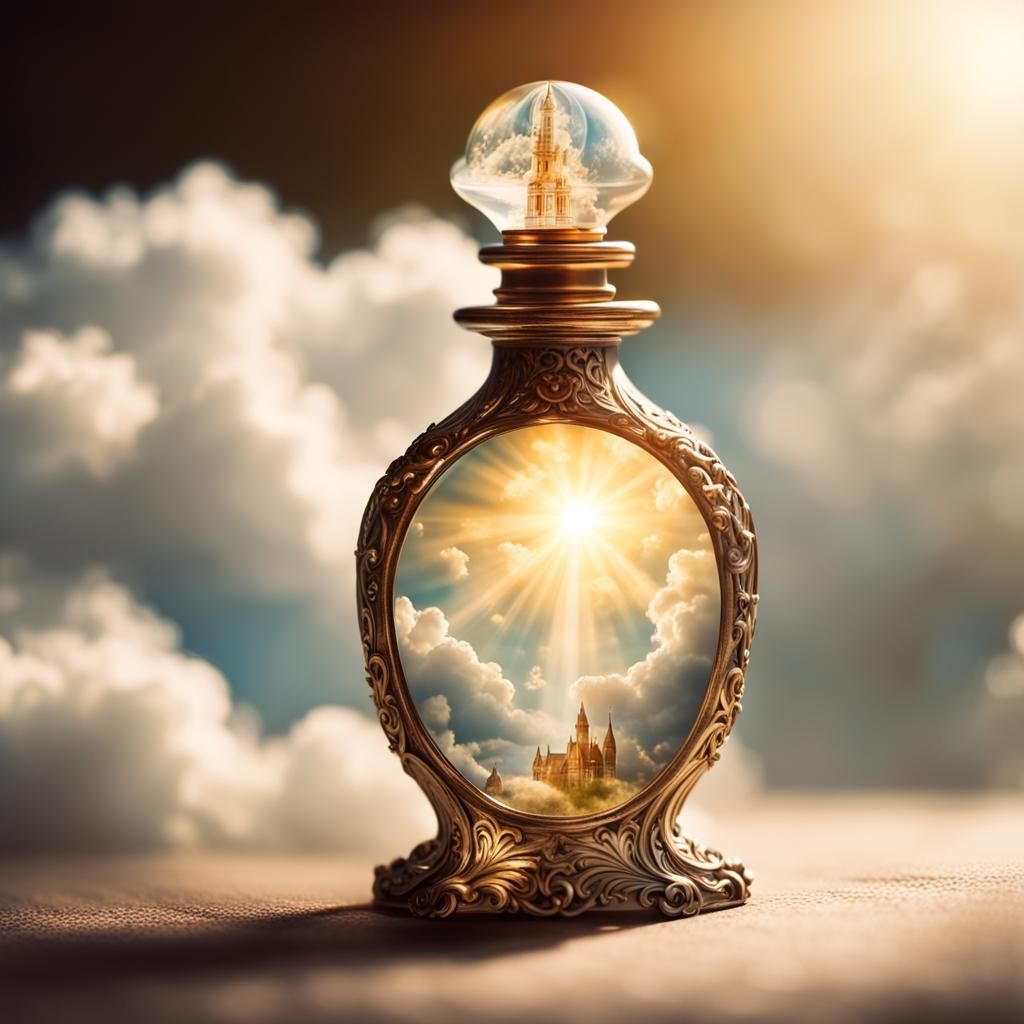 Fantasy World Inside Antique Perfume Bottle