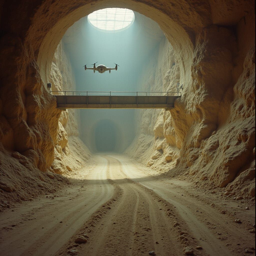 Desert Chasm: Abandoned Alien Facility in Cinematic Style