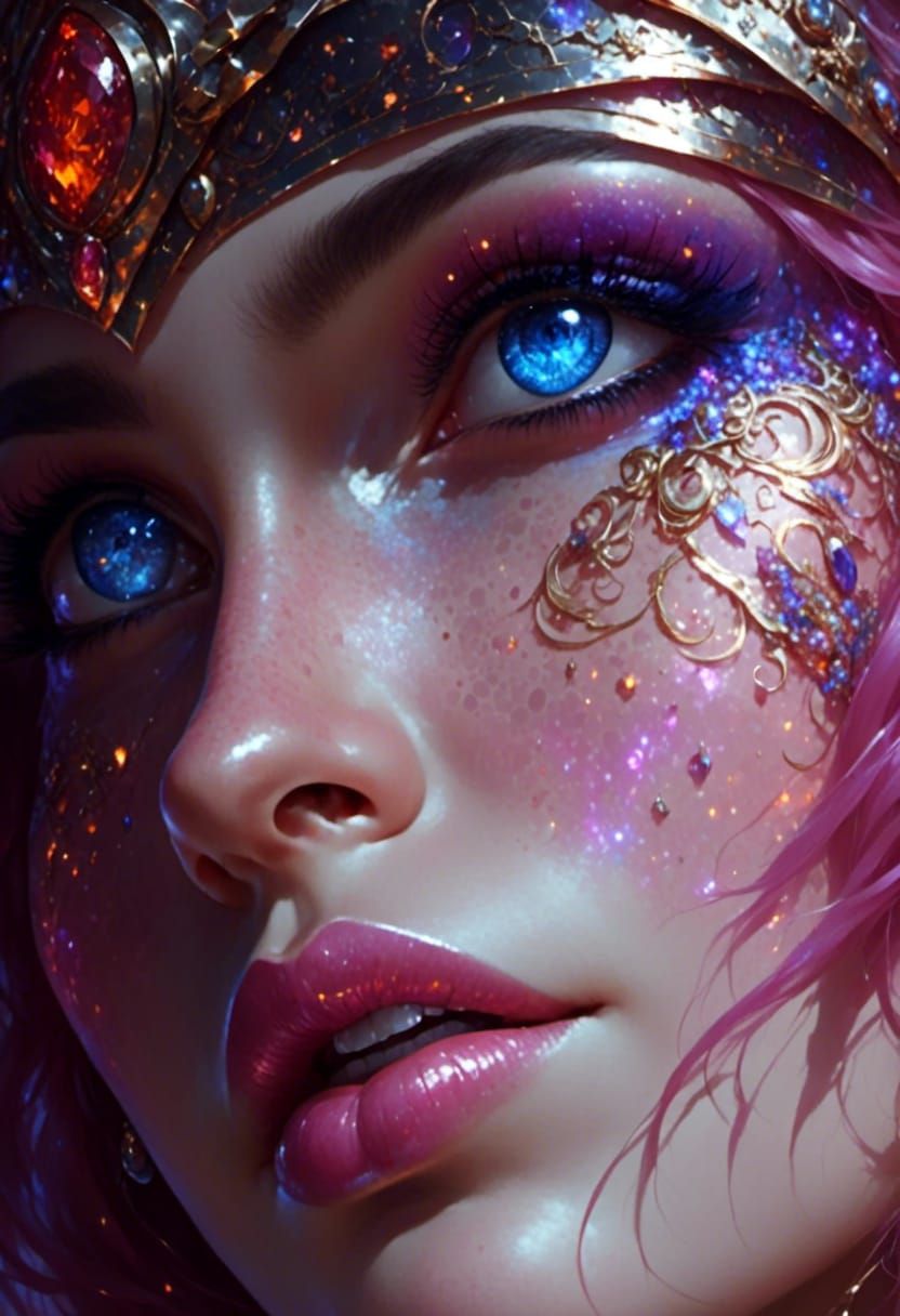 Beautiful Sorceress with Glossy Lipstick as Digital Art