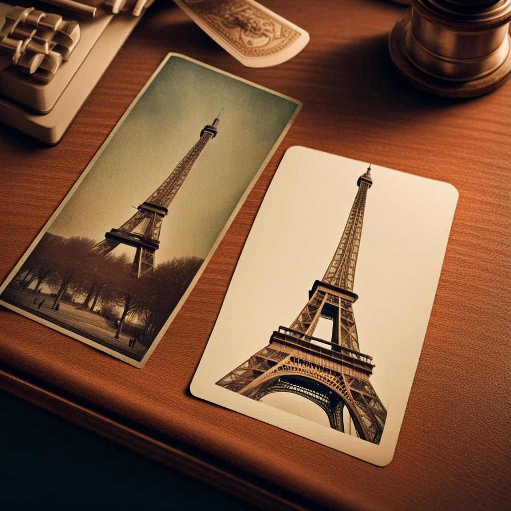 Antique Eiffel Tower Postcard in Professor's Office