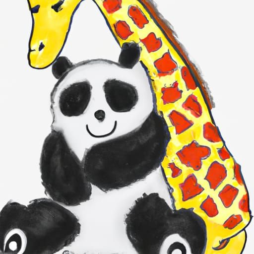 Giraffe and Panda Hugging