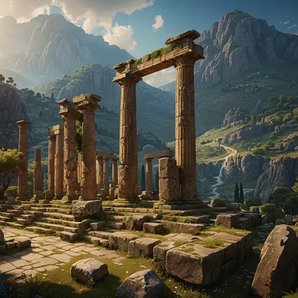 Ancient Greece: Delphi in Detailed Matte Painting