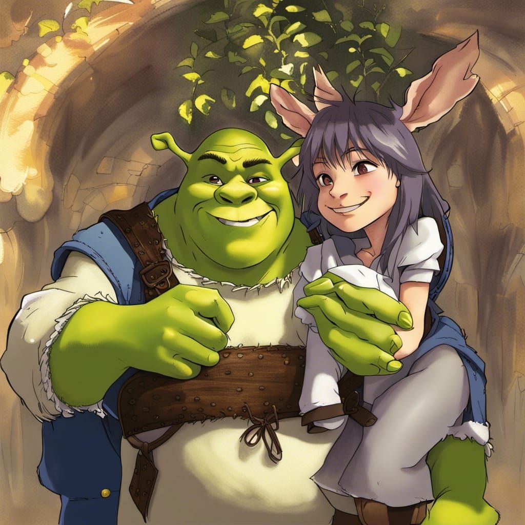 Shrek and Donkey in Anime Style